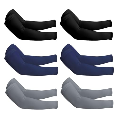 PFFY UV Protection Cooling Arm Sleeves for Men and Women UPF 50 Sun Sleeve - color: 2 Black+2 Dark Gray+2 Blue