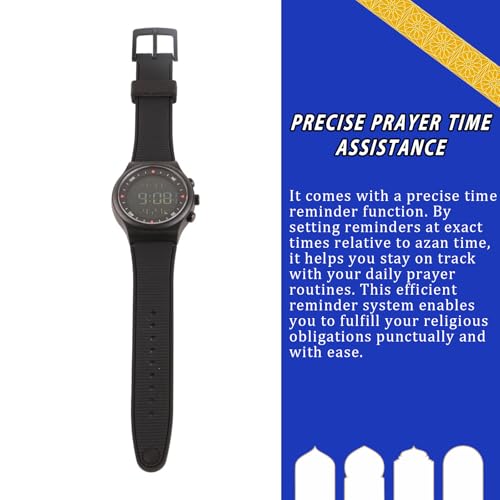 Muslim Black Watch Prayer Modern Sport Compass Alarm for Muslim Men Women Modern Sport Worldwide Time Watch Islamic