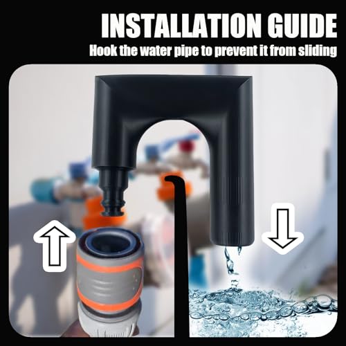 2 Pcs Pool Filler Hook Water Hose Holder, Precise Water Flow Guide Stable Design Pool Pipe Fixer, Non Slip Design Swimming Pool Pipe Holder for Swimming Spa Pond, Black