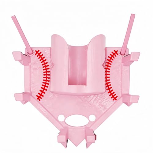 Baseball Softball Dugout Organizer - Fence-Mounted Hanging Holder for Bat Glove Helmet & Water Bottles - with Secure Clips - Heavy-Duty PLA 3D Print, Keeps Dugout Neat & Accessible - color: Pink