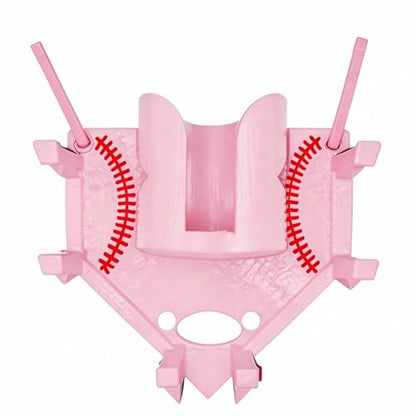 Baseball Softball Dugout Organizer - Fence-Mounted Hanging Holder for Bat Glove Helmet & Water Bottles - with Secure Clips - Heavy-Duty PLA 3D Print, Keeps Dugout Neat & Accessible - color: Pink