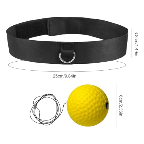 Boxing Ball with Headband, Boxing Reflex Ball Headband Set | React Reflex Ball for Adult Training | Indoor Outdoor Fitness Equipment - color: Yellow