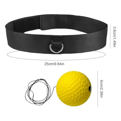 Boxing Ball with Headband, Boxing Reflex Ball Headband Set | React Reflex Ball for Adult Training | Indoor Outdoor Fitness Equipment - color: Yellow