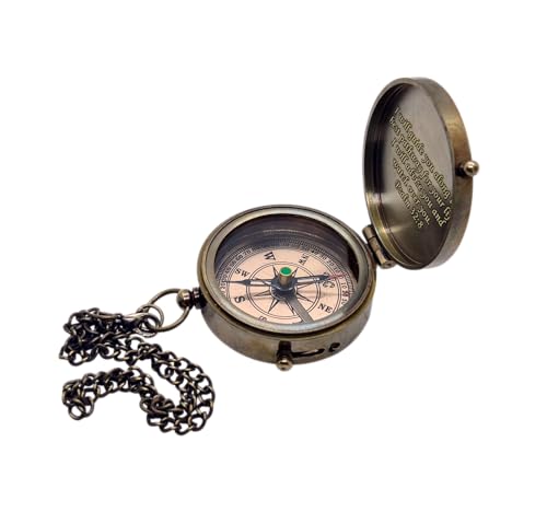 Engraved Brass Compass with Sundial Clock May Your Faith Always Be Your Guide Psalm 32:8 Christian Keepsake Gift Direction Guide Compass with Carry Case for Special Religious Occasions