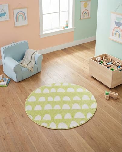 Rugs.com Whimsy Kids Collection Rug – 3 Ft Round Pastel Green Medium-Pile Rug Perfect for Kitchens, Dining Rooms - color: Pastel Green, size: 3' 3 Round