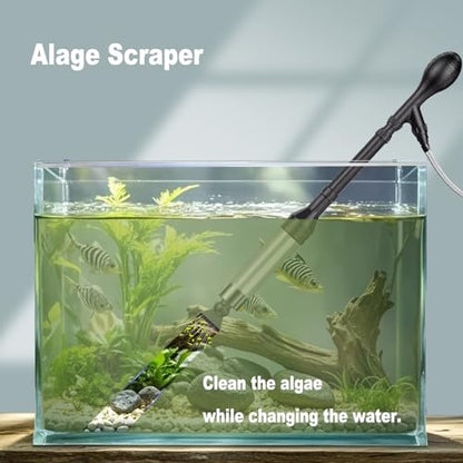 Carefree Fish Aquarium Gravel Cleaner 6Ft Hose Fish Tank Water Changer Gravel Vacuum Adjustable Length ABS(for 20~100Gal Tank) - size: L(20~100Gal)