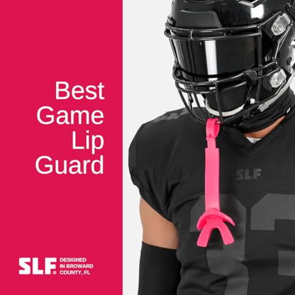 SLEEFS X Football Mouth Guard - Lip/Mouthguard with Helmet Strap - Lip/Teeth Protector Mouthpiece - Moldable - for Youth, Men & Women. Maximum Air Flow. All Sports (Pink) - color: Pink