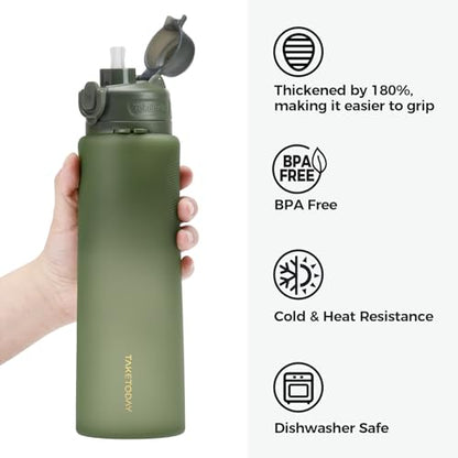 TakeToday Collapsible Water Bottles, Foldable for Travel, 32oz, Green - color: Green