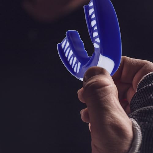 Boxing Teeth Protector with Case, Blue, Shock-Absorbent Sports Mouth Guard for Boxing, Football, Taekwondo, Rugby, Portable Teeth Protective Tool for Youth and Adults
