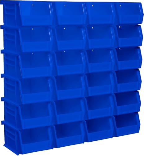 Akro-Mils 30210 AkroBins Plastic Storage Bins, 5"x4"x3", Blue, 24-Pack | Space-Saving Stackable Bins for Garage, Pantry, Craft Organization - color: Blue