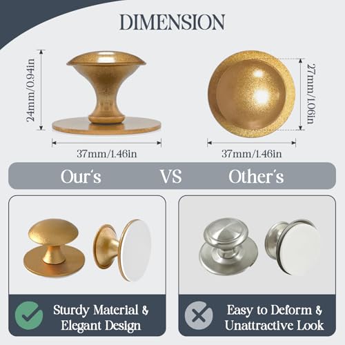 Adhesive Cabinet Knobs 4pcs Gold Self-Stick Knobs Drill Free Dresser Drawer Pulls Stainless Steel Stick On Handles for Medicine Cabinets Drawer Cupboards Glass Sliding Door Terrarium Lid - color: Gold