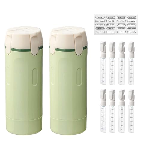 4 in 1 Travel Dispenser Bottle for Toiletries, TSA Approved Portable 30ML 4 Pack Leak-Proof Pump Containers with Waterproof Label,Environmentally Friendly Travel Soap Dispenser for Gym,Travel Use - color: Green 2pc