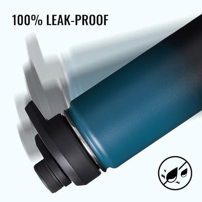 Fijinhom Insulated Water Bottle with Handle, 304 Stainless Steel Water Bottles with Wide Mouth, Double Wall Vacuum Sports Water Bottle, BPA Free, Keep Cold and Hot, 24 Ounces, Blue&Black - color: Blue/Black, size: 24 Ounces