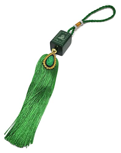Car Windshield Mirror Hanging Ornament Islam AMN-270 Muslim Vehicle Decor Allah Arabic Names Design Pendant Calligraphy Eid Ramadan Gift (Green_02) - color: Green_02
