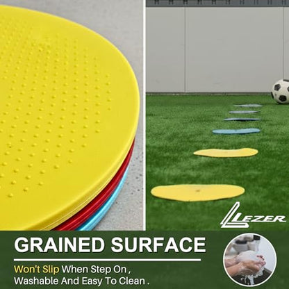LEZER 6 Inch 8 Inch Flat Cones, Spot Markers, Soccer Cones, Field Court Markers, Sit Spots, Flat Discs, Soccer Training Equipment, Agility Practice, Football, Made in Taiwan - style: 8 inch with 12 pcs