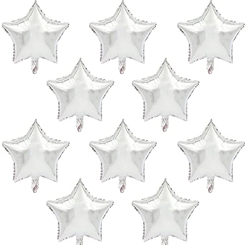 BEISHIDA 30 Pcs 18" Silver Star Balloons Foil Balloons Mylar Balloons for Birthday Party,Wedding,Valentine's Day, engagement party，Christmas,Baby Shower Backdrops Decorations ﻿ - color: Sliver
