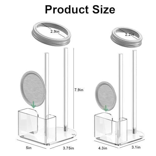 2 Pack Mason Jar Lid Organizer, Acrylic Storage for 12 Wide & 12 Regular Mouth Lids and Rings, Space-Saving Holder for Cabinet or Countertop