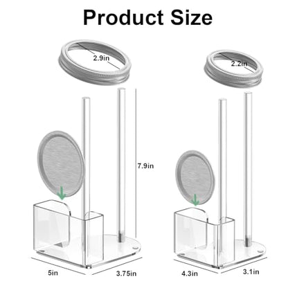 2 Pack Mason Jar Lid Organizer, Acrylic Storage for 12 Wide & 12 Regular Mouth Lids and Rings, Space-Saving Holder for Cabinet or Countertop