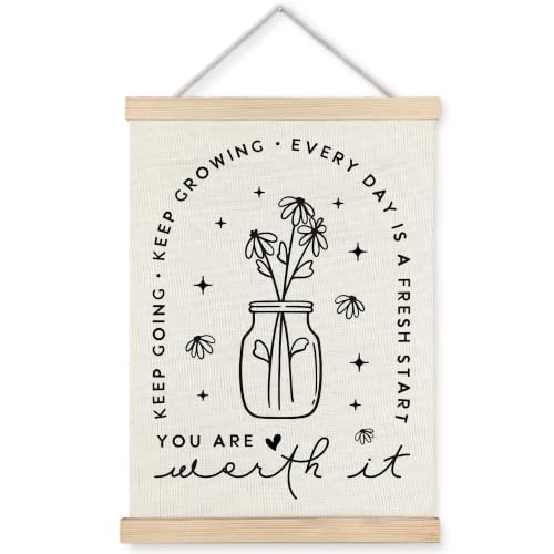 WUCHJ Boho Floral Mental Health Inspirational Wall Art Poster 12x16 in - color: Boho Floral Mental Health Inspirational