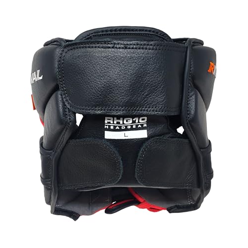 RIVAL Boxing RHG10 Intelli-Shock Headgear, D3O Front and Side Padding, Hook and Loop Back Adjustment with Lace on Top, and Anatomical Rear Head Pad Every Time - color: Black/Red, size: Medium