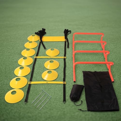 Agility Ladder Speed Training Kit, Soccer Training Equipment Set, PP Rung Agility Ladder Synthetic Disc Cones with Storage Bag - style: training set type a Training S
