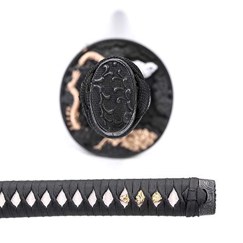 siwode Katana Handmade Full Tang Sharp, Alloy Tsuba Japanese Samurai Sword High Carbon Steel 1060,T10 1095, 40-Inch - color: Xian Dragen