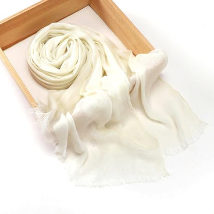 Crinkle Cotton Hijab, Soft Light and Breathable Hijab Scarf For Women, Suitable for All Seasons - color: White