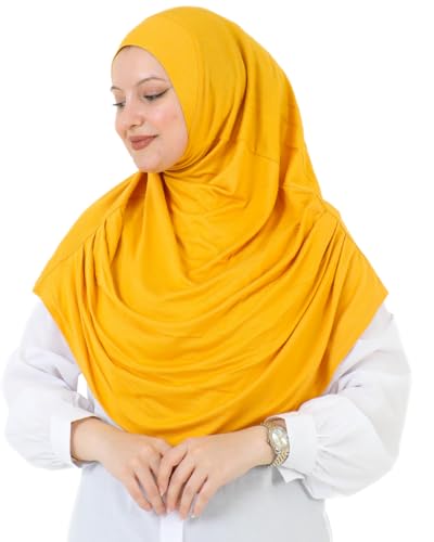Prien Ready To Wear Hijab For Women, Instant Turban, Soft Muslim Scarf For Prayer, Long Hijabs, Islamic Clothes, Jersey Abaya - color: Deep Yellow