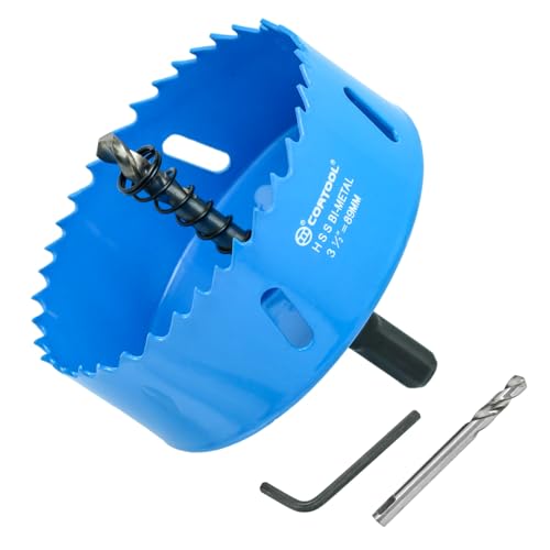 3-1/2 Inch Hole Saw with Arbor for Metal and Wood Cutting, Bi-Metal Hole Cutter, 3-1/2" Hole Saw Kit for Drywall, Wood, PVC Boards, Fiberglass and Vent Pipes - style: 3-1/2"（89mm）
