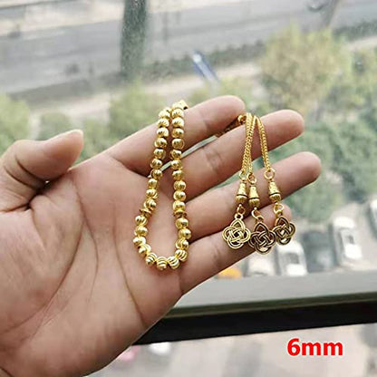 Gold tasbih Ramadan Gift Muslim Accessories on Hand Islamic Gift 33beads Bracelet Small Size for Pocket (6mm x 33 Beads)