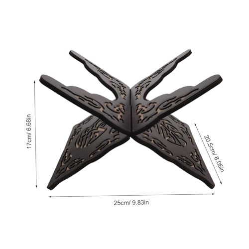 Angoily 2pcs Carved Wooden Book Stand for Desk – Ornate Scripture Reading Holder, Hands-Free Recipe and Religious Book Rest, Black and Red, Tabletop Display for Bible Quran Gita