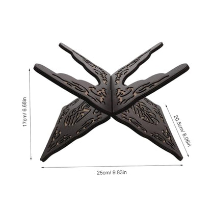 Angoily 2pcs Carved Wooden Book Stand for Desk – Ornate Scripture Reading Holder, Hands-Free Recipe and Religious Book Rest, Black and Red, Tabletop Display for Bible Quran Gita