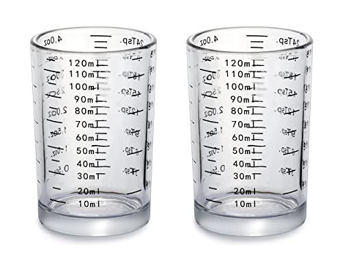 Measuring Cup 2 Pieces Shot Glass Measuring Cup with 4 Kinds of Measuring Scale for Small Amount Liquid (Black, 120ml) - color: Black, size: 120ml