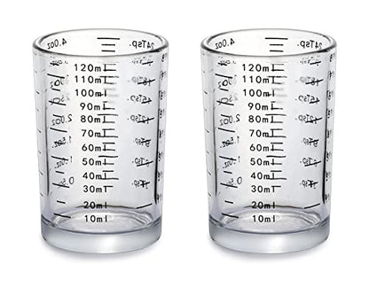 Measuring Cup 2 Pieces Shot Glass Measuring Cup with 4 Kinds of Measuring Scale for Small Amount Liquid (Black, 120ml) - color: Black, size: 120ml
