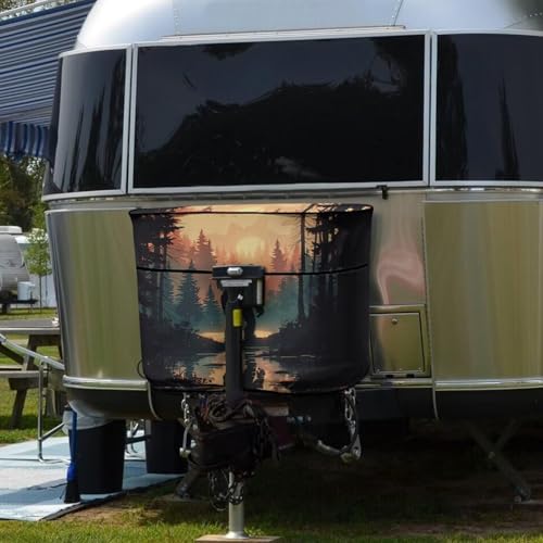 Sunset Bigfoot Double 20lb RV Propane Tank Cover for Travel Trailer Polyester Waterproof Cover Sun Protection Easy to Stall - color: Sunset Bigfoot, size: S(20LB)