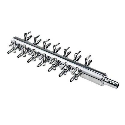 Aquarium Air Manifold 14Way Inline Flow Splitter Lever Valves | This 14-way inline manifold splitter features lever control valves for aquarium air pumps - size: 14 Ways
