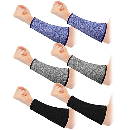 Sintege 3 Pairs Arm Protectors for Thin Skin and Bruising Cut Resistant Forearm Sleeve Level 5 Arm Burn Protection Sleeve (Black, Royal Blue, Grey,7.9 Inch) - color: Black, Royal Blue, Grey, size: 7.9 Inch