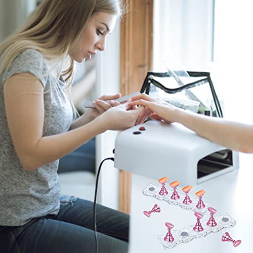4 Set Nail Holder Stand - Display Fake Wave Shape Acrylic Nails, Magnetic Holder & Practice Station - color: 4Wave Pink