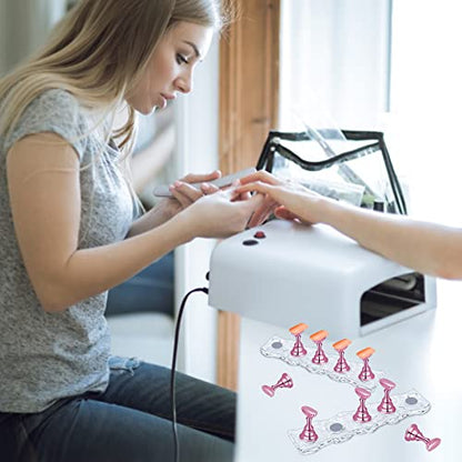 4 Set Nail Holder Stand - Display Fake Wave Shape Acrylic Nails, Magnetic Holder & Practice Station - color: 4Wave Pink