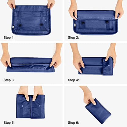 Mossio 9 Set Packing Cubes with Shoe Bag & Electronics Bag - Luggage Organizers Suitcase Travel Accessories - color: Navy Blue