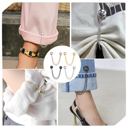 Magnetic Clothing Clips – 8-Pack Secure Fit Clips with Chain for Pants, Shirts, Scarves, Ideal for Women, 4 Colors