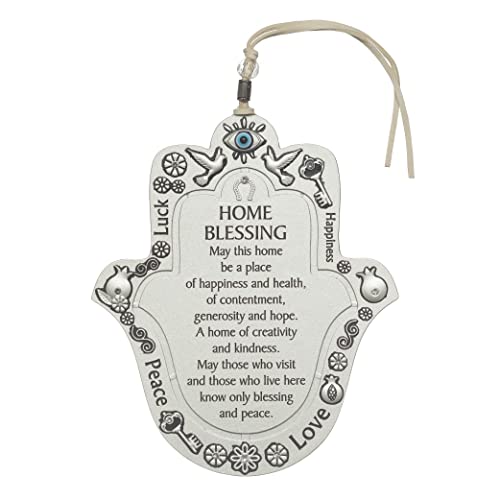 Epoxy Hamsa English Home Blessing 6.7" - Good Luck Hamsa Hand Wall Hanging Decor, Evil Eye Protection Amulet - color: Set 15