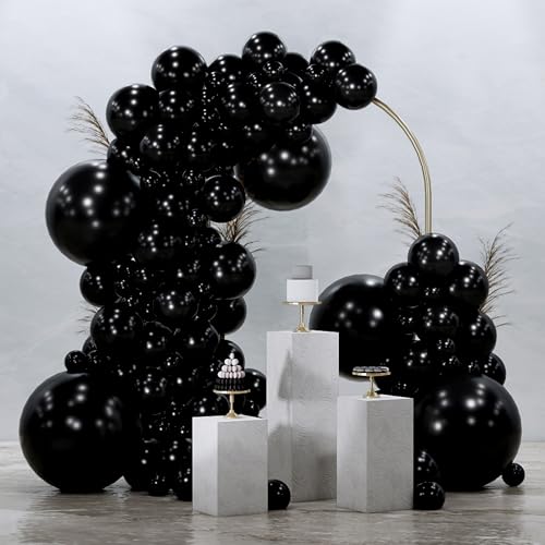 PartyWoo Black Balloons 145 pcs Different Sizes of 18 12 10 5 Inch Black Balloons Arch Kit Garland for Baby Shower Birthday Graduation Casino Gaming Anniversary Race Car Party Decorations Black-Y18 - color: Black-y18