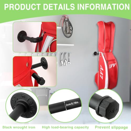 BiJun Wall Mount Golf Bag Storage Rack, Space Saving Garage Home Organizer | Fits All Golf Bags & Backpacks,80lbs Heavy Duty,Rust Resistant,Easy Wall Mount,for Garage Driving Range