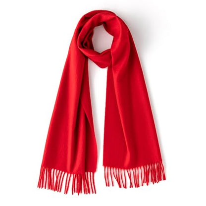100% Pure Cashmere Scarf for Women Men, Warm Winter Wrap - color: Classic Red