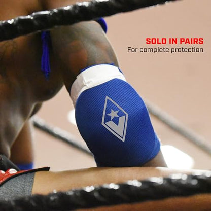 Revgear Slip-on Muay Thai Signature Elbow Pads, MMA, Jiu Jitsu, Krav MAGA - color: Blue, size: Small-Medium