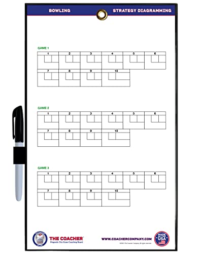 Premium Dry Erase Magnetic Bowling Coaching Coach Board Clipboard - Double-Sided - Made in The USA