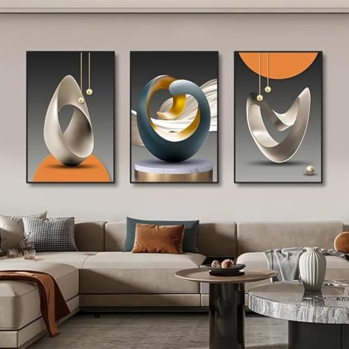 3 Pcs Abstract Sculptures 8x12inch Wall Art Gift for Modern Home, Office, Living Room, Bedroom Decor, Unframed Canvas Poster Wall Art Gift - color: 3pc-HX34, size: 8*12inch, style: Retro