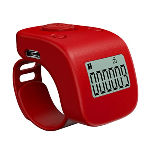 Mini Digital LCD Electronic Finger Ring Hand Tally Counter Rechargable Finger Counter Rechargeable Silent Finger Counter for Prayer Knitting Sports Gift, Red, 3.4X3CM, L22X4T3Y3811ITRDUTJK