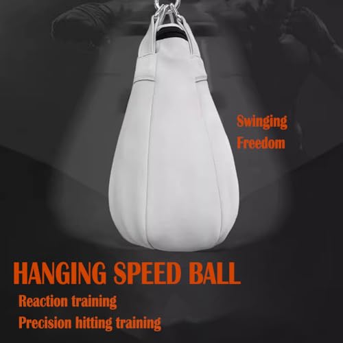 Speed Ball Punching Bag Leather, Folding Heavy Duty Boxing Punching Bag with Hanging Rope, Muay Thai Training Punch Dodge for Home Gym, Adult Boxing Training Equipment - color: Black